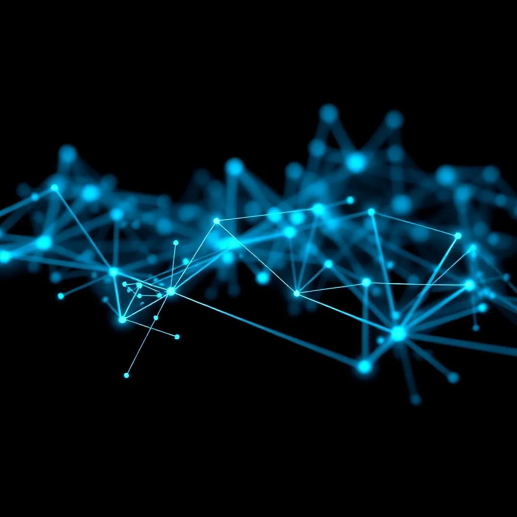 Abstract digital visualization of data points connected by t