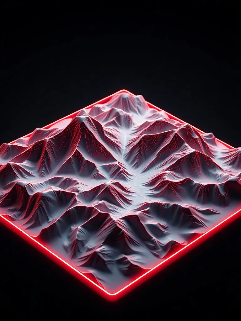 3D surface plot representing a loss landscape with valleys a